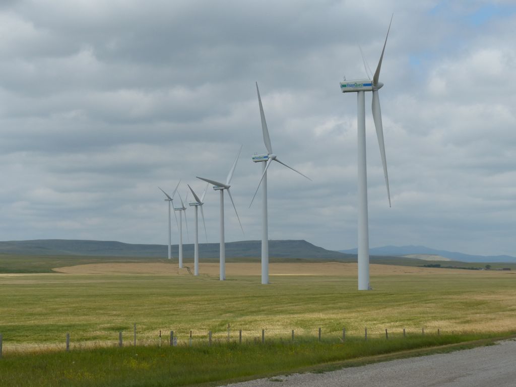The Pincher Creek area is home to a large number of wind farms, thanks to its consistent strong winds