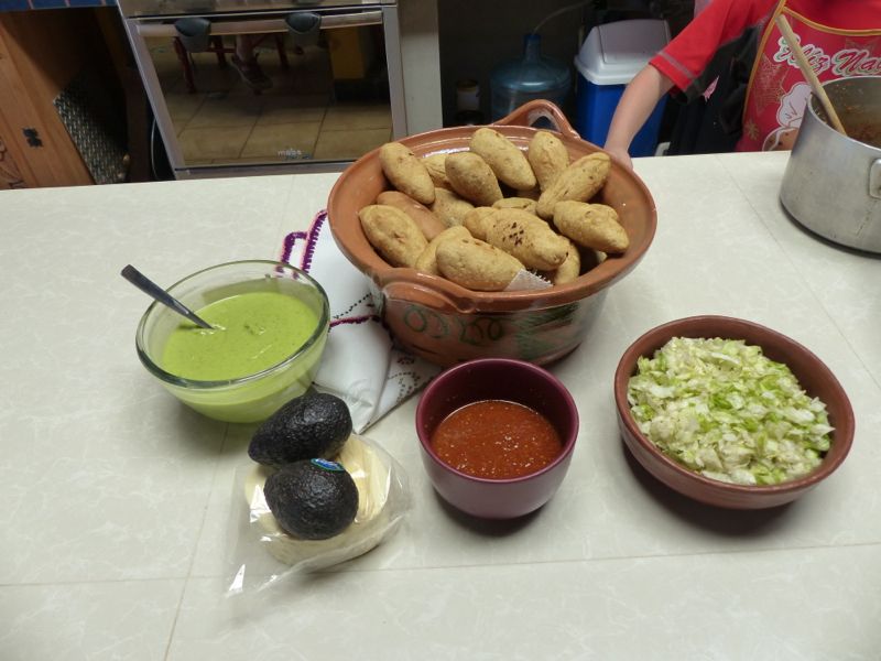 Of course no meal is complete without guacamole, salsa, and queso fresco
