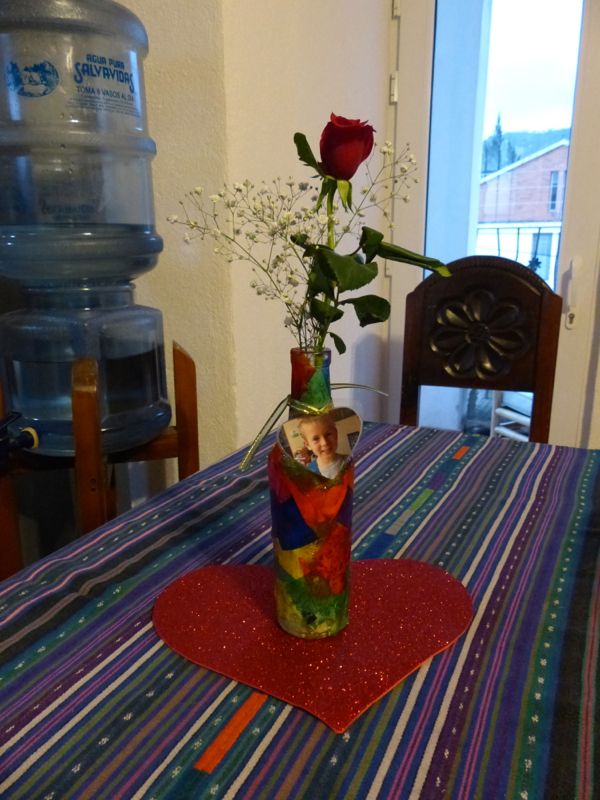 Quinn made this lovely flower vase for Mother's Day
