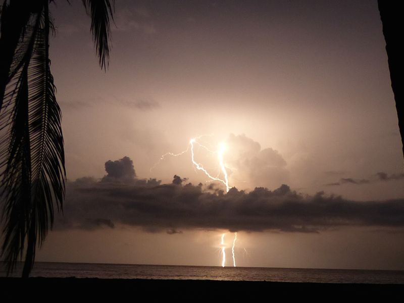 We got to see a great electrical storm over the Caribbean Sea 