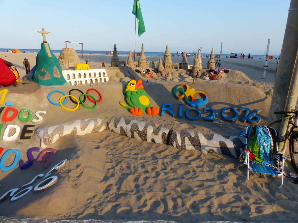 Sand artists line the Rio beaches.